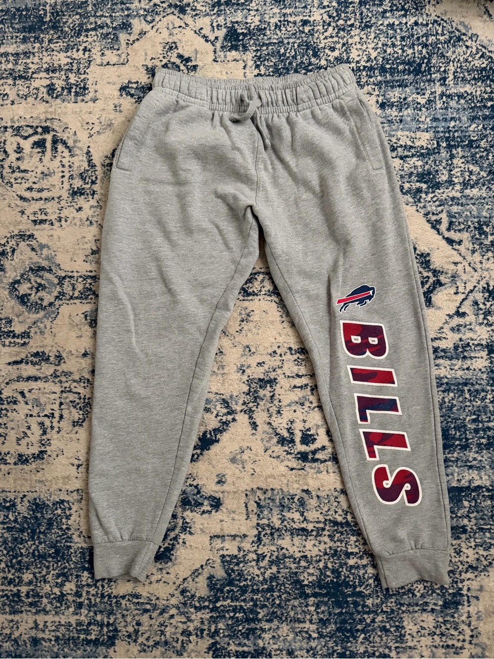NFL Gray Sweatpants with Red & Blue Bills Logo